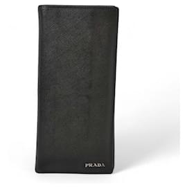 Prada-Prada Men's Long Wallet 2MV836 Saffiano Leather-Black