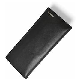 Prada-Prada Men's Long Wallet 2MV836 Saffiano Leather-Black