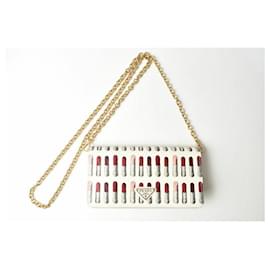 Prada-Prada Saffiano Chain Wallet 1DH044-White