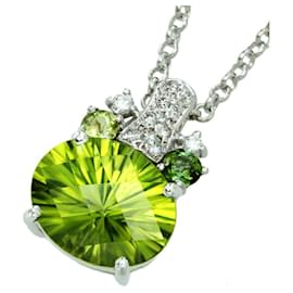 Autre Marque-Peridot Necklace K18WG 3.48ct Tourmaline-Green