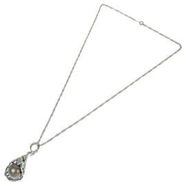 Autre Marque-Black Pearl Necklace Pt850/K14WG 12mm-Black