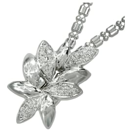 Autre Marque-K18WG Diamond Leaf Motif Long Necklace-White