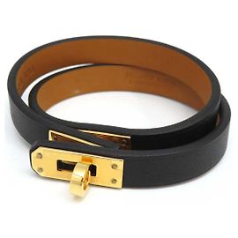 Hermès Bracelet Mini Kelly en cuir Hermes Noir
