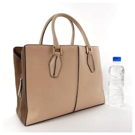 Tod's-Tod's Leather D-Styling PM32 Tote Bag-Beige