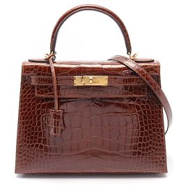 Hermès Hermes Kelly 28 Alligator Handbag Brown Brown