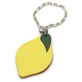 Hermès Hermes Leather Silver925 Lemon Bag Charm Key Ring Yellow