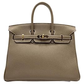 Hermès-Sac à main Hermès Birkin 25 en cuir Togo-Beige