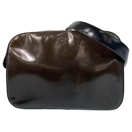 Prada-Prada Patent Leather Shoulder Bag-Brown