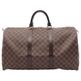 Louis Vuitton-Louis Vuitton Damier Ebene Keepall 50 Boston Bag-Brown