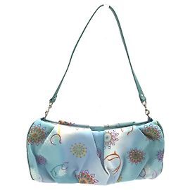 Salvatore Ferragamo Ferragamo Nylon Leather Accessory Pouch Blue