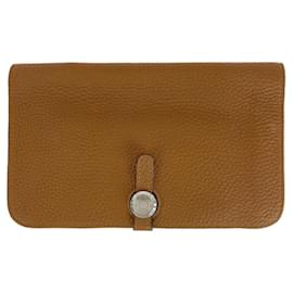 Hermès-Hermes Dogon GM Long Wallet Light Brown-Golden