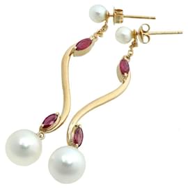 Autre Marque-K18YG Pearl Earrings Clip-On-Golden