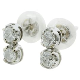 Autre Marque-K18WG Diamond Earrings 0.20ct-White