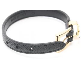 Pulseira de couro Saffiano com logo triangular da Prada Preto