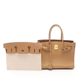 Hermès-Sac à main Hermes Birkin 30 Ecru Marron-Marron