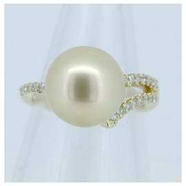 Autre Marque-Aurora Moon Rainbow Pearl Diamond Ring K18YG-Golden