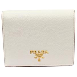 Prada-Prada Bifold Wallet Ivory Camel 1MV204-Beige