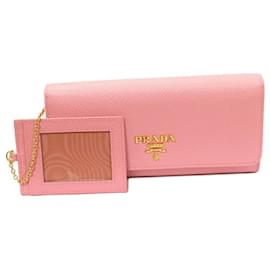 Prada-Prada Saffiano Cure Long Wallet with Pass Case-Pink