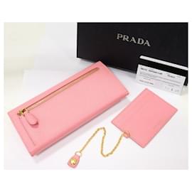 Prada-Prada Saffiano Cure Long Wallet with Pass Case-Pink