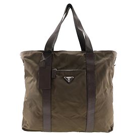Bolso Boston de nylon Prada caqui unisex Verde