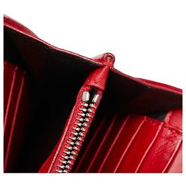 Yves Saint Laurent YSL Croc Embossed Leather Satchel Bag Red