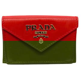 Prada-Prada Red Leather Compact Wallet-Red