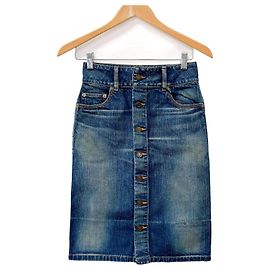 Saia de denim Yves Saint Laurent 663874 Azul