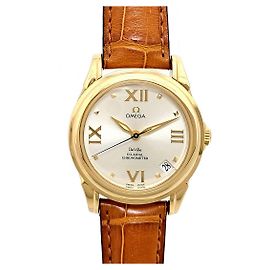 Omega Yellow Gold Leather Automatic Watch 4681.31.35 Golden