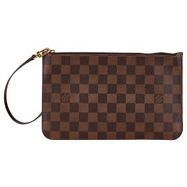 Louis Vuitton Damier Pouch Brown PVC Leather Brown
