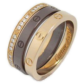 Cartier Love Three Hoop Ring K18PG Ceramic Diamond Other