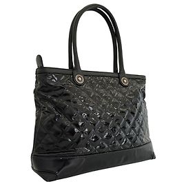 Chanel Cambon Patent Leather Tote Bag Black
