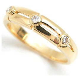 Mikimoto K18 Diamond Ring 3P YG Golden