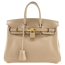 Hermès-Sac à main Hermes Birkin 25 Beige/Doré-Beige