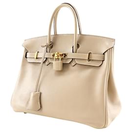 Hermès-Sac à main Hermes Birkin 25 Beige/Doré-Beige