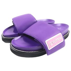 Mules de couro Louis Vuitton Sunset Line 38 Roxo