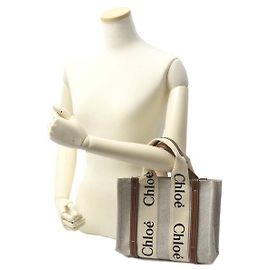 Chloé Chloe Linen Canvas Small Tote Bag CHC22AS397I2690U Brown