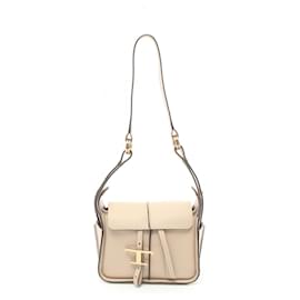 Tod's-Tod's T Timeless Leather Shoulder Bag-Beige