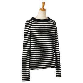 Yves Saint Laurent Saint Laurent Border Baumwoll-Wollstrick Weiß