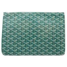 Goyard Sena MM PVC Leather Clutch Green