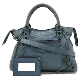 Balenciaga-Balenciaga Leather The Town 2WAY Bag-Blue