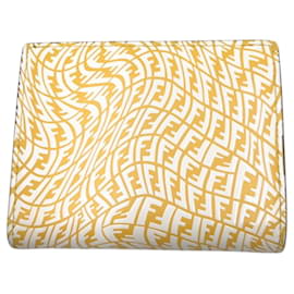 Fendi-Fendi Yellow White Leather Compact Wallet-Yellow