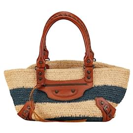 Balenciaga-Balenciaga Raffia Leather Small Handbag-Beige