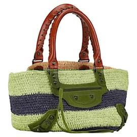 Balenciaga-Balenciaga Raffia Leather Small Handbag-Beige