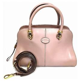 Tod's-Tod's Sella 2WAY Pink Leather Handbag-Pink