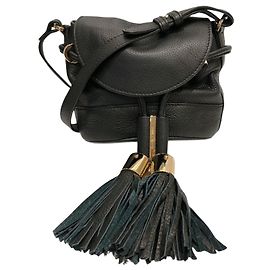 Chloé Chloe See by Leather Tassel Shoulder Bag Black