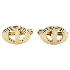Abotoaduras CD banhadas a ouro vintage Dior Dourado