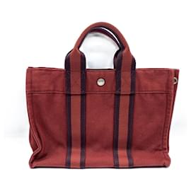 Hermès-Hermes Canvas Fourre-Tout PM Tote Bag-Red