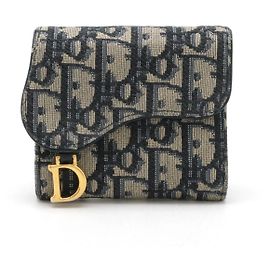 Dior Oblique Saddle Lotus Wallet Navy Blue