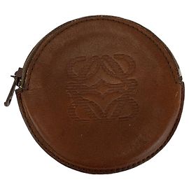 Porta-moedas de couro camurça Loewe Anagram Marrom