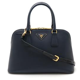 Prada-Prada Saffiano Leather 2WAY Handbag Navy-Blue